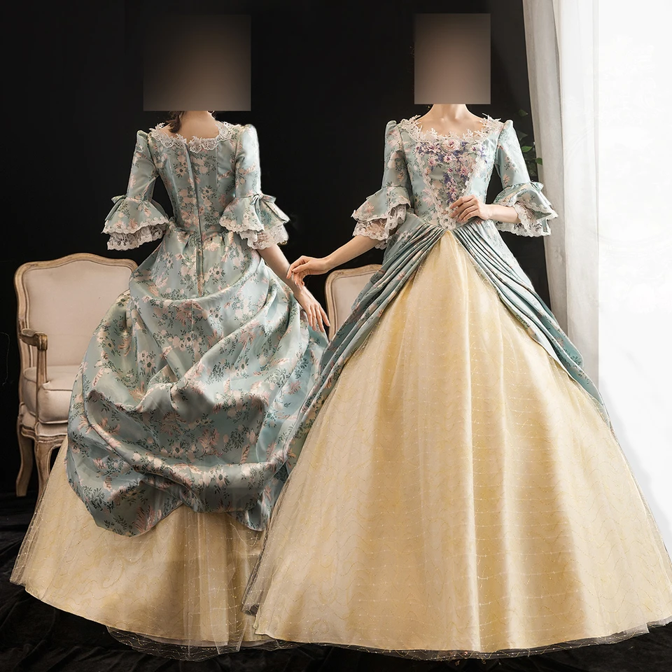 Prispôsobené stredoveké barokové Rococo Marie Antoinette šaty viktoriánske maškarné šaty historické divadelné odevy šnurované späť
