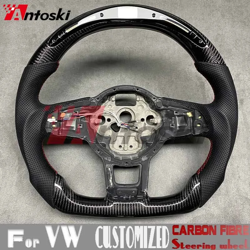 Prispôsobené volant z uhlíkových vlákien Fit for VW Passat CC MK7 Golf 7 Toureg LED displej Displej perforovaný kožený športový štýl