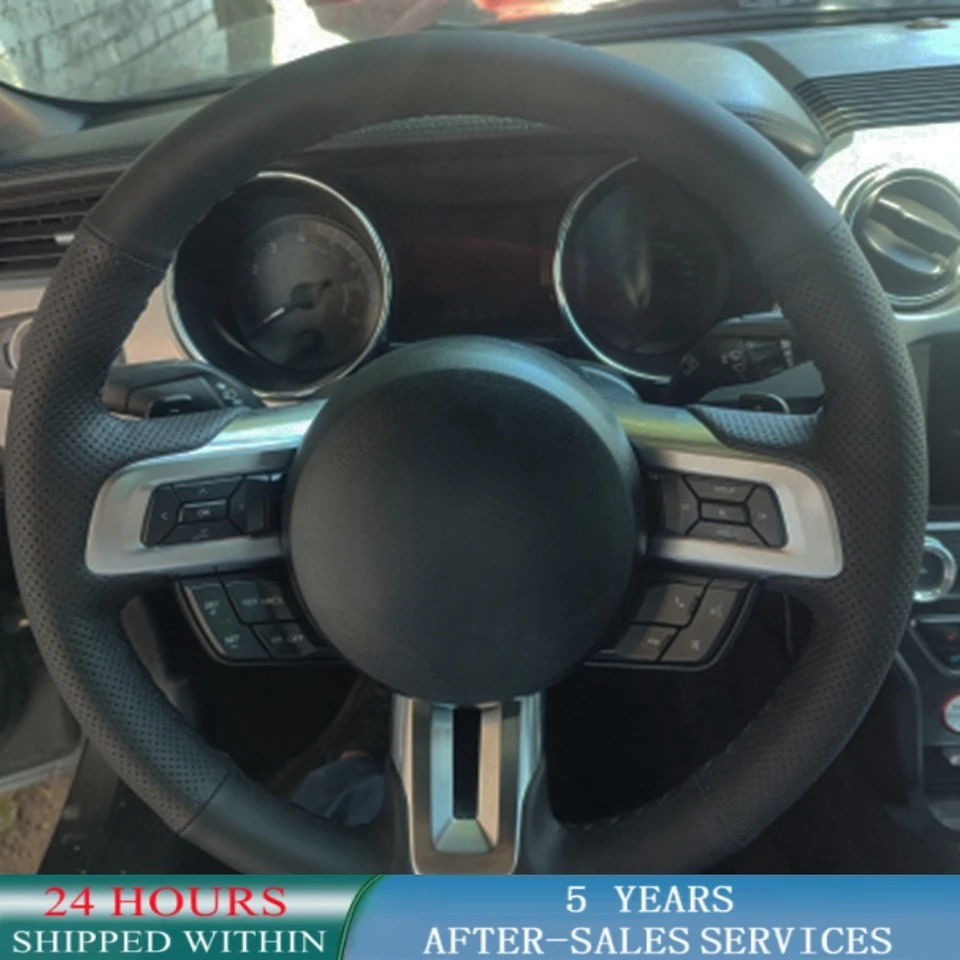 Prispôsobené vozidlo na volant na volant Ručne šitie kože pre Ford Mustang / Mustang GT 2015-2019