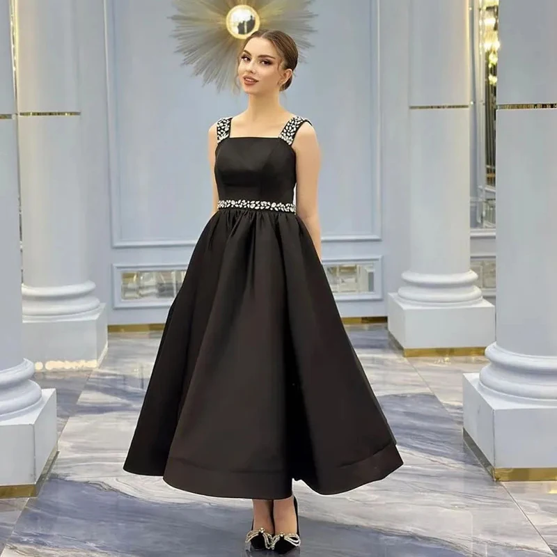Prispôsobené čierne večere Šaty Dodbácne koráliky Svadobné večere Prom župane Ženy Vestidos de Gradución Custom Color