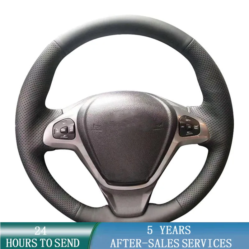 Prispôsobený kryt volantu automobilu, ktorý nie je šmykľavým koženým príslušenstvom pre kočiar pre Ford Fiesta 2008-2013 ECOSPORT 2013-2016