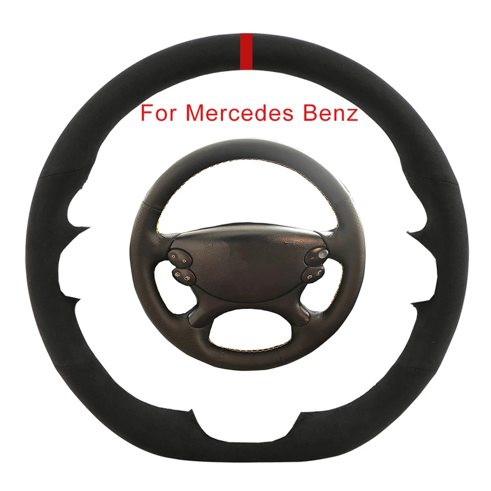 Prispôsobený kryt volantu semišového vozidla pre Mercedes Benz E Class W211 E230 E350 E280 CLS CLS CLS 350 500 G AMG SL Clk
