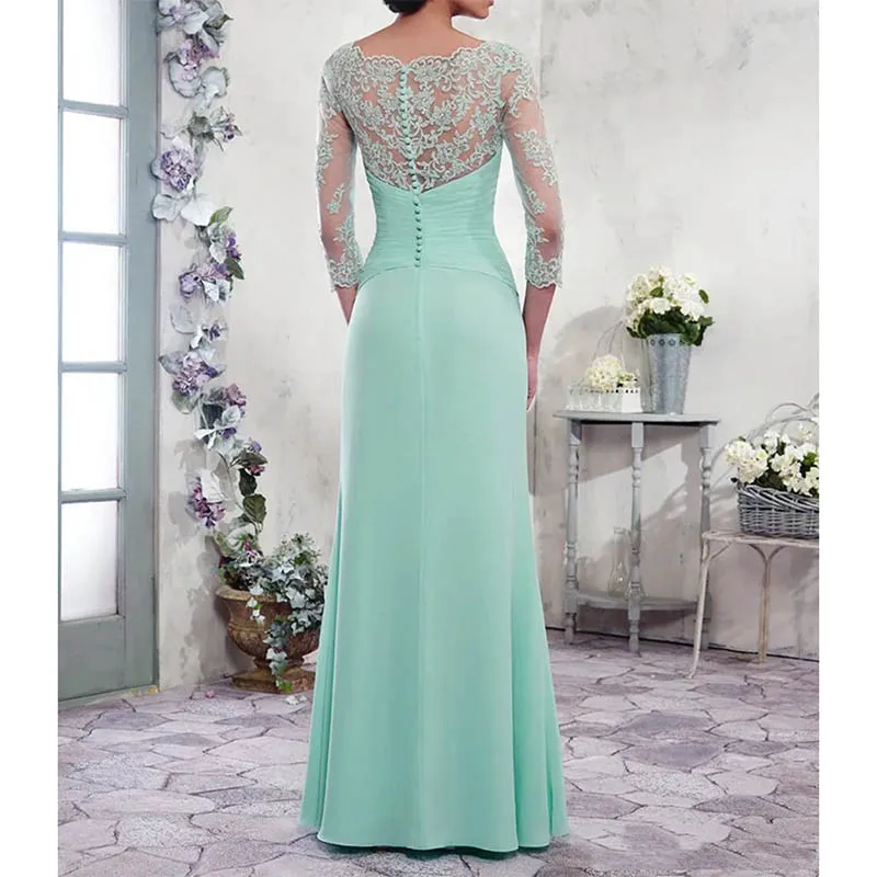 Prispôsobený nový príchod Elegantný šifón Matka nevesty šaty A-Line Formálne šaty s tlačidla