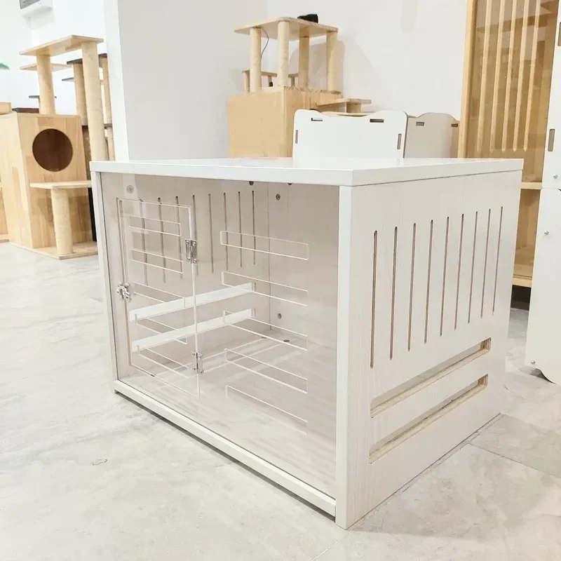 Prispôsobený veľký psí chovateľská stanica prepravku prepravky Indoor Dog Cat Bed House nábytok drevená psa prepravky s akrylovými dverami