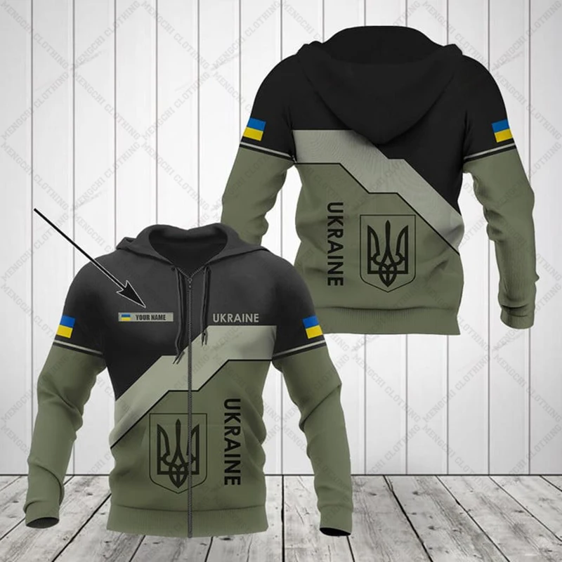 Prispôsobiť Ukrajinský znak Olive Zipper Hoodies Unisex Casy Mikiny zimné príležitostné streetwear Tops Pullover