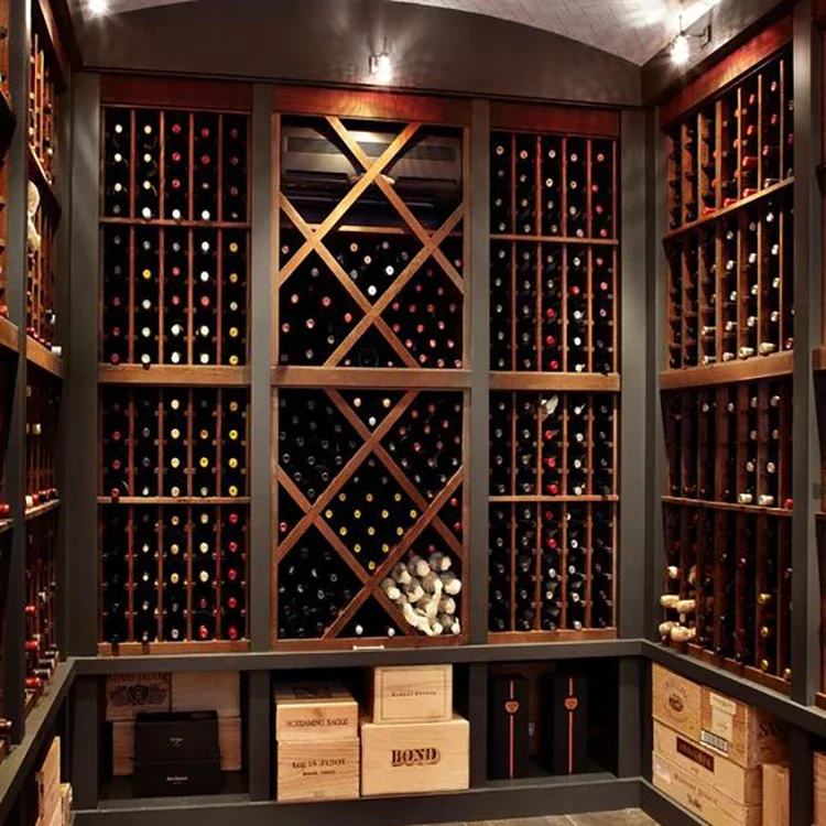 Prispôsobte modulárne vinobranie masívne drevo vínna pivnica retro stojan na víno