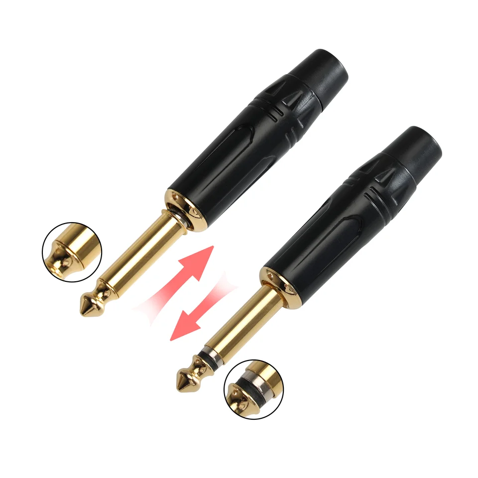 Pro C Kvalitné nikel zlato 1/4 6,35 mm audio mlčie tiché mono ts gitarový zástrčkový konektor