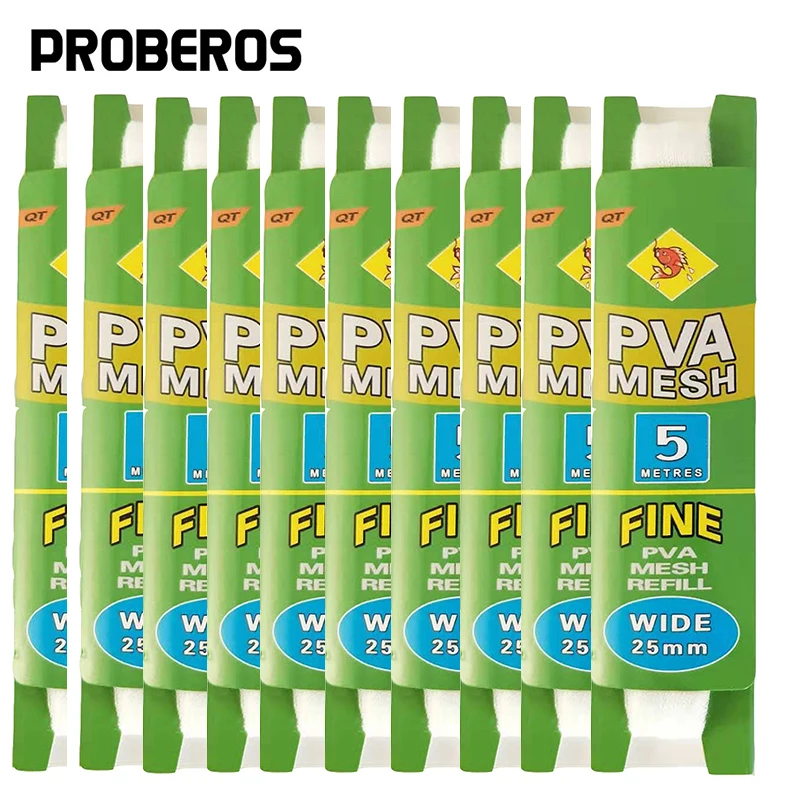 Proberos 10ks PVA sieťový kapr rybársky podávač návnada vodných sietí vo vode rozpustné siete 5 m 25/37 mm ekologické doplňovanie vlasových kaprov