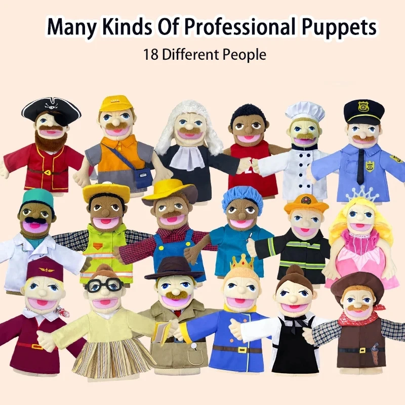 Profesia Puppet Cartoon Professional Series plyšová hračka práce Doktor učiteľka pracovníka Famer Police Cosplay Kindgarten role