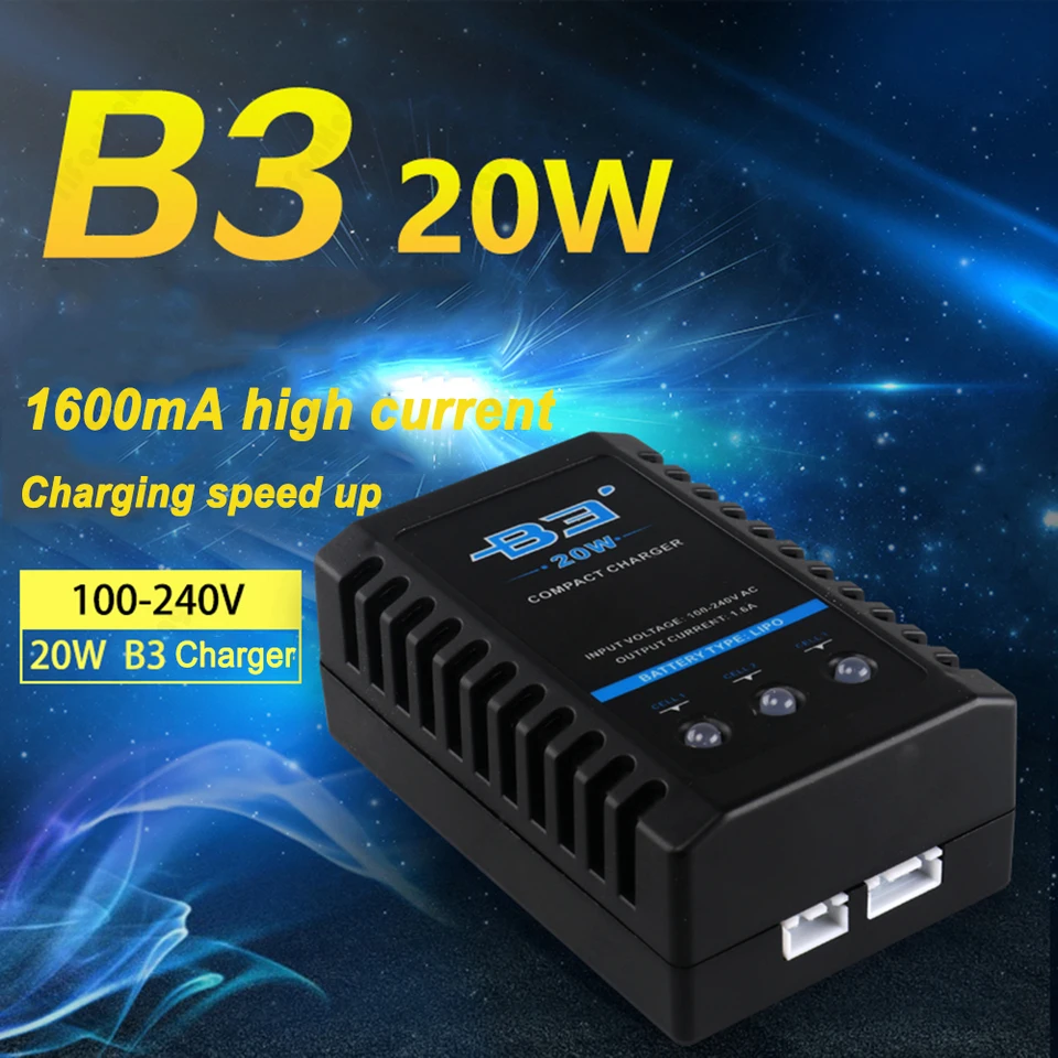 Profesionál 10W 20W B3 Pro Compakt Balance nabíjačka 100 - 240 V pre 2S 3S 7,4V 11,1 V Littium Lipo Battery B3AC
