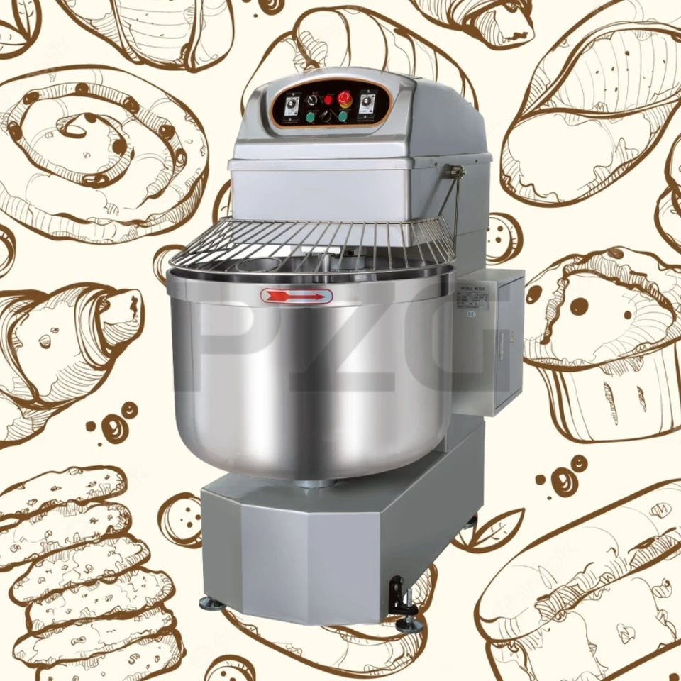 Profesionálna pekáreň 100L pizza chlieb Mixer Machines 40 kg potravinové komerčné špirálové priemyselné cesto Mixér