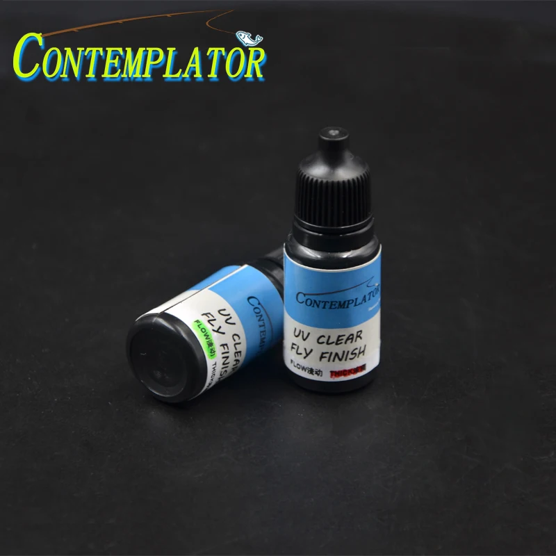 Profesionálne 2Bottles Fly Tying UV Cure Resin Rýchlo sušenie lepidla UV číry Fly Finish Finish 10 ml Hrublého/prietokový lepidlo pre pstruhové muchy