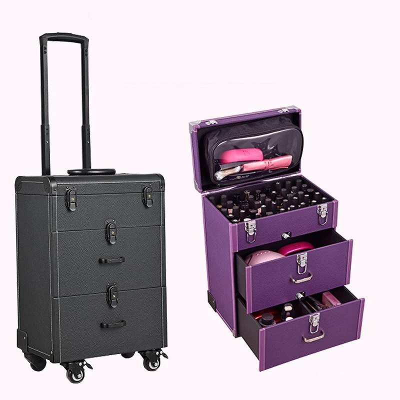 Profesionálne veľké kapacitné make -up puzdro Trolley batožina umelec Špeciálne ukladanie kozmety na nechty out do dverí vyšívacie náradie