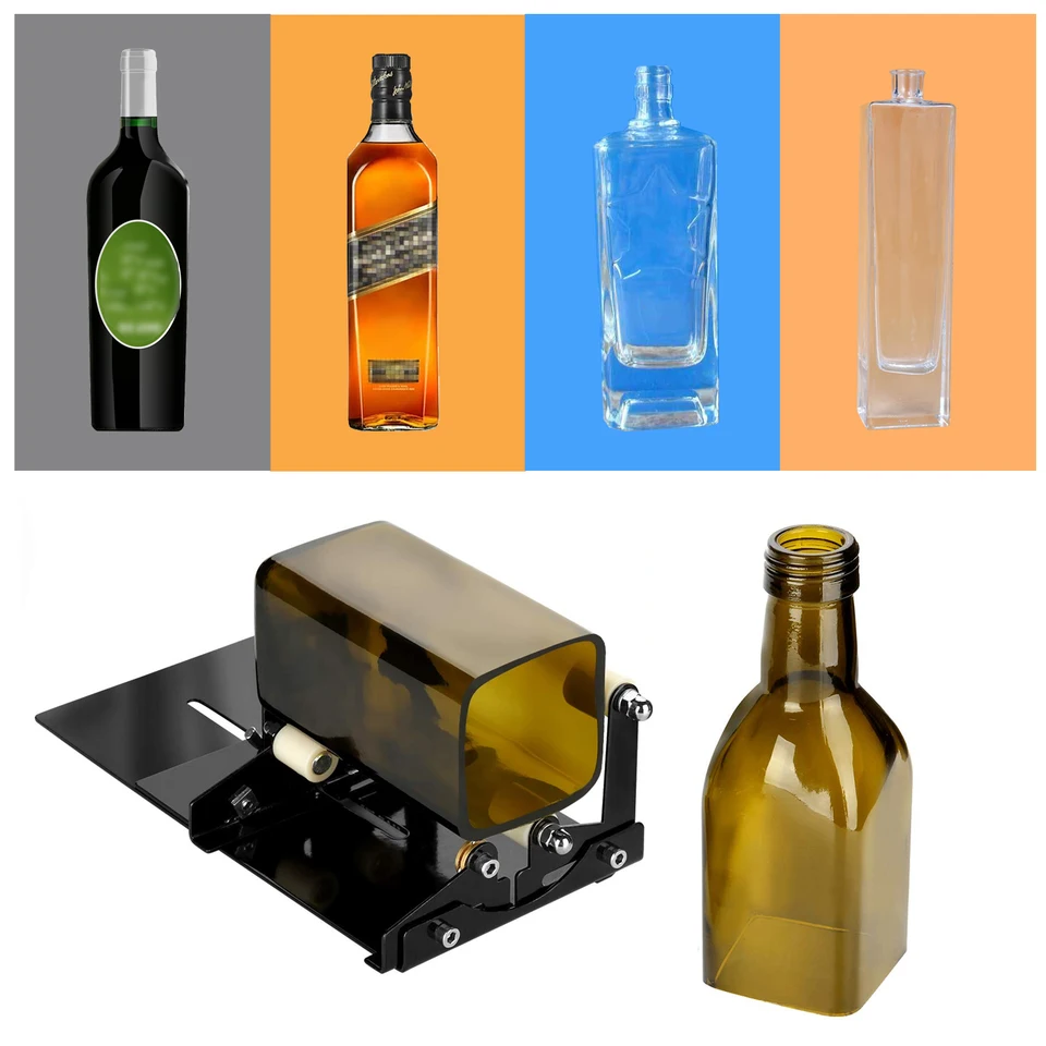 Profesionálne štvorcové a okrúhle víno pivo sklenené sochy fľaše na fľaše Cutter DIY sklenené strihanie kovový držiak na fľašu