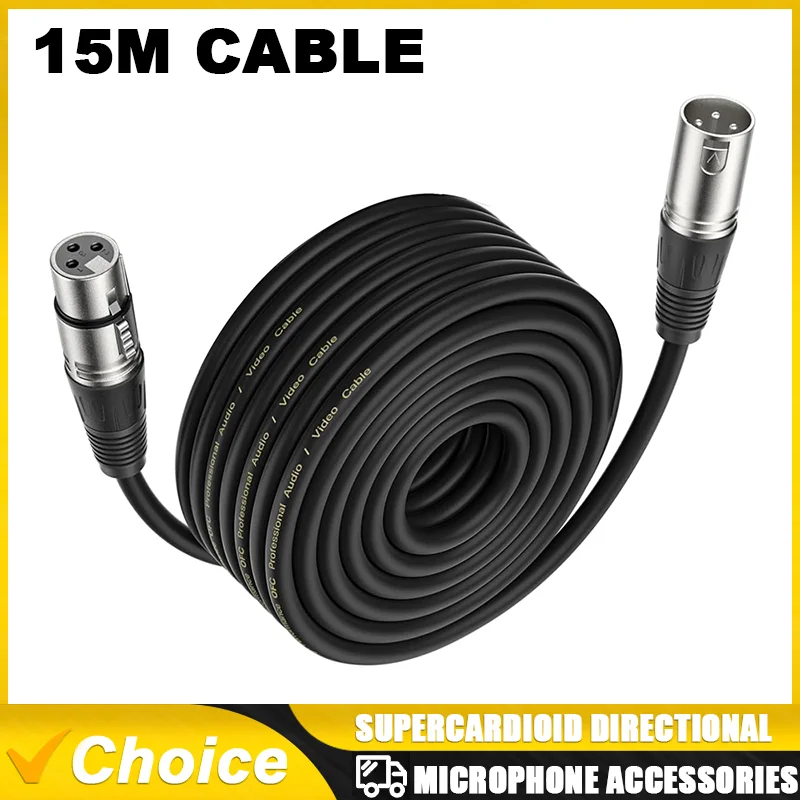 Profesionálny 15 m XLR Audio kábel kábel Balanced Cable Muž do ženy XLR mikrofón XLR 3-kolíkový vyvážený kábel pre DJ Stage