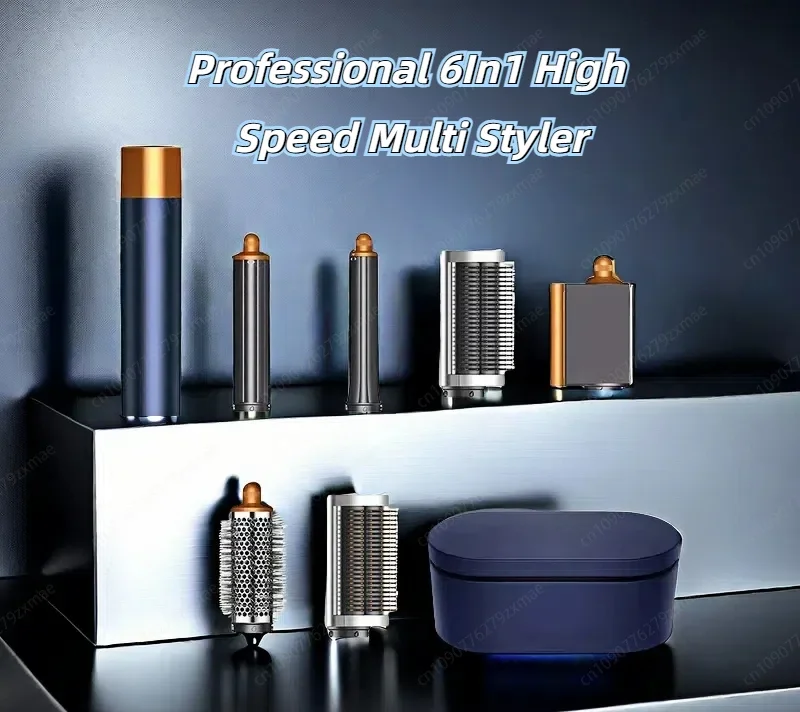 Profesionálny 6in1 vysokorýchlostný multi styler Hair Sušer Air Brush Automatické curlingové železné vlasové potrubie Styling Tool Darček