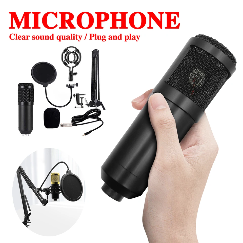 Profesionálny bm800 kondenzátorový mikrofónový kotvica Mic Karaoke PC Recording Stand Live Broadcast Mikrofóny sada mikrofónov