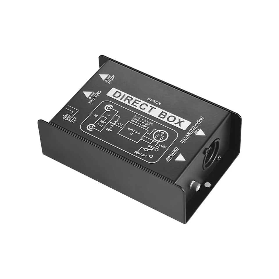 Profesionálny jednostupňový pasívny di-box Priame vstrekovanie Audio Box Balanced & nevyvážený signál s XLR TRS Interfa