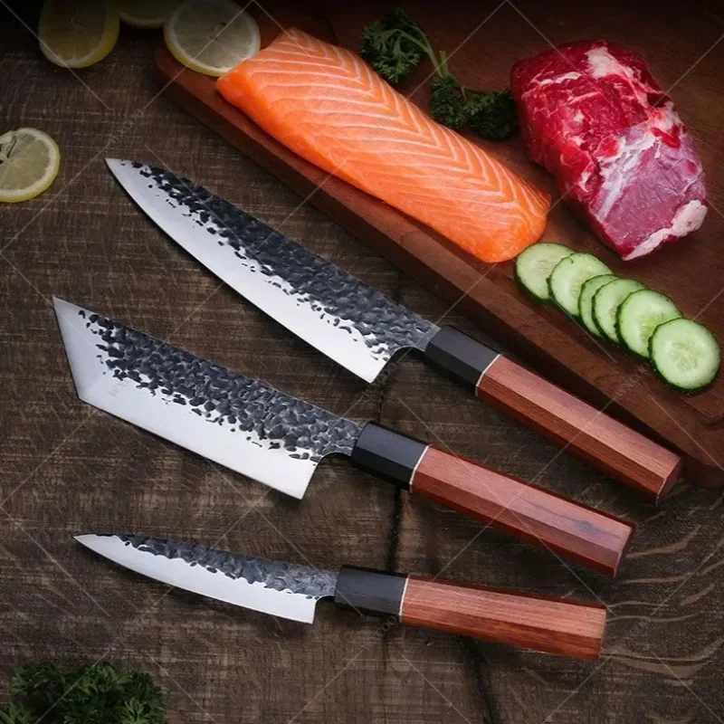 Profesionálny sashimi nôž japonský santok nôž 9cr18 z nehrdzavejúcej ocele Knife Knife Ručne natiahnuté mäsové štiepne kuchynské no