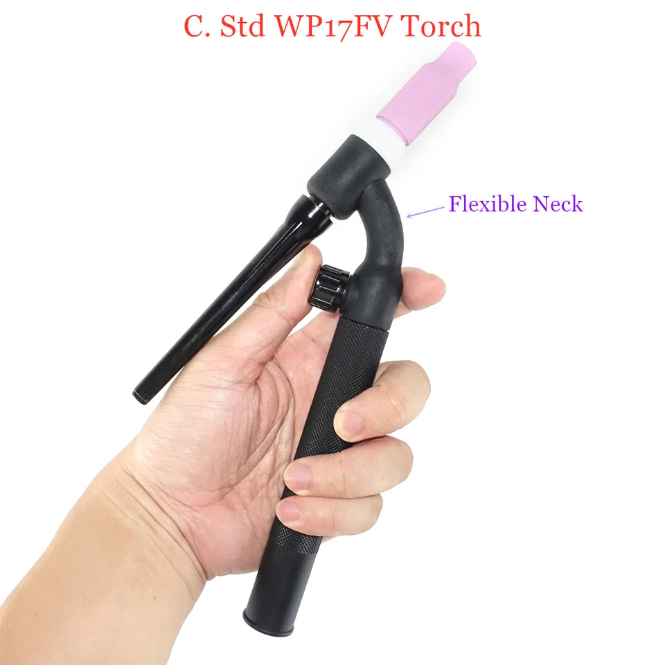 Profesionálny WP17 TIG TORCH 150A GTAW Tungsten Zváracia pištoľ Argon Air chladený plynový ventil WP17V W7FV