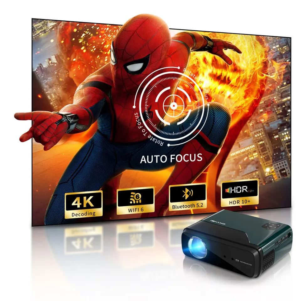Projector 4K Support natívny 1080p WiFi Bluetooth Prenosný projektor s aplikáciami Apps Android OS Auto Keystone 7800LM filmový projektor