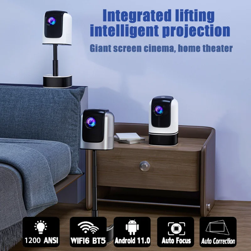 Projector 5G Dual-Band WiFi HD 1080p Rozlíšenie rozlíšenia až do 1200 Lumens domáceho kina projektora Outdoor Prenosné produkty