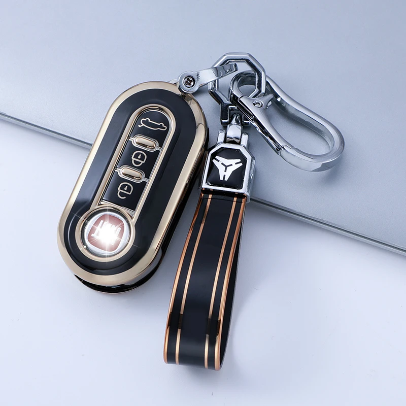 Propagácia 3 Tlačidlá TPU Zlatý okraj automobilový kryt kľúča pre Fiat Ducato 500 500L Panda Grande Punto Lancia Musa Accessories
