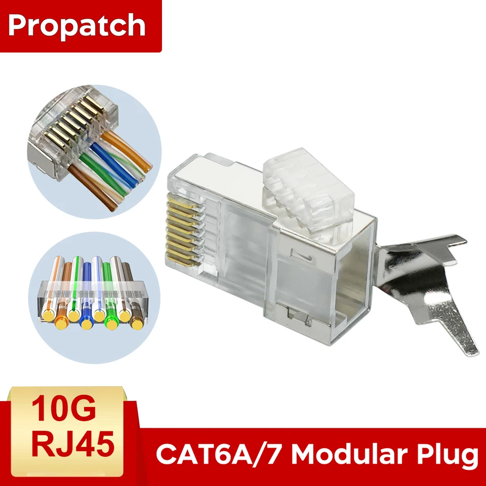 Propath Cat7 a Cat6a prejdú konektormi 8p8c 50um Zlatý tienené FTP/STP | RJ45 Network Modular Plug - 1,5 mm