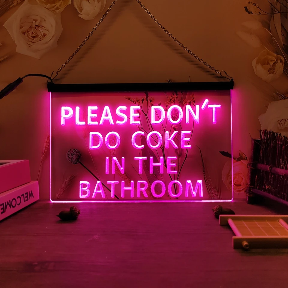 Prosím, nerobte koks v kúpeľni-Vintage LED neónové podpisy, 3dkarving, múr, dom, izba, spálňa, kancelária, dekorácia statku