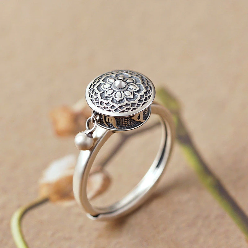 Proti stresu úzkosť prsteň mandala kvetinové prstene prsty pre ženu Otvorené nastaviteľné spinner Rings fidget prsteň šperky Anillos mjer