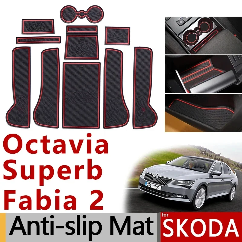 Protišmykové gumové brána slot rohož pre skod Octavia A5 A5 A7 2 3 Superb B6 B8 2 3 Fabia 2 2012 2014 2016 2016 2017 Nálepky na príslušenstvo