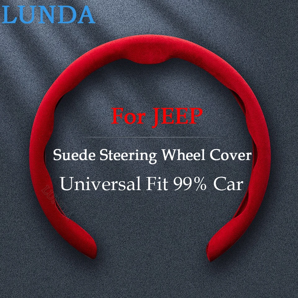Protišmykové semišové auto na volant Cover 38cm 15inch Universal pre Jeep Renegade Grand Cherokee XJ Wrangler Jl Patriot Compass