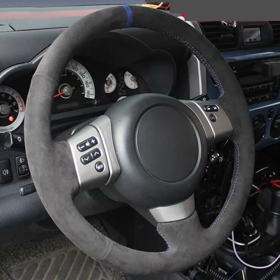 Protišmykový čierny kožený kožený semišový kryt na volant na volant pre Toyota Corolla 2004-2006 Caldina 2002-2007 RAV4 (USA) 2005