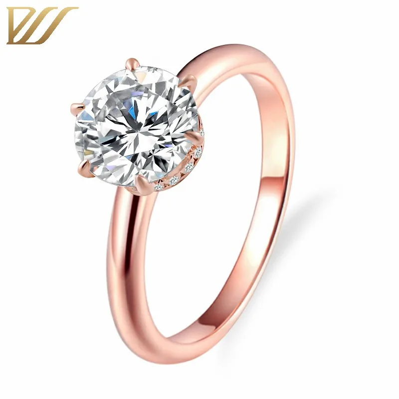 Provence 10k/14k/18k Moissanit výročie Prstene pre ženy 2 CT Round Cut D farba VVS1 Brilantné strihané hypoalergénne šperky