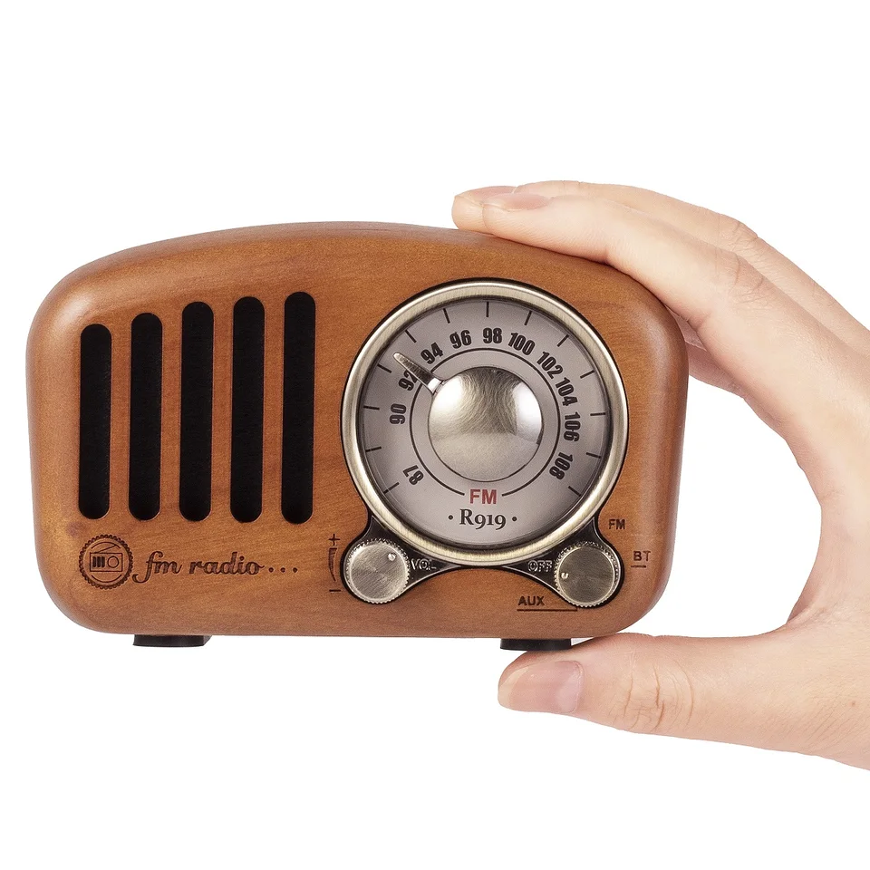 Prunus J-919 Vintage Mini Radio Retro Old Classic Reproduktor Bluetooth Prenosný FM Radio Radio Radio s Aux/SD funkciou mp3