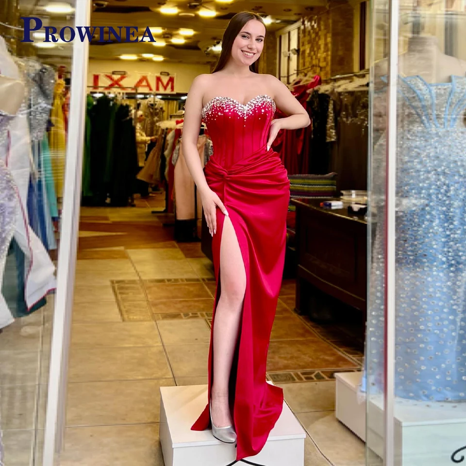 Prvúca šaty s celebrity šaty pre ženy pre ženy Smoka bez ramienok Satin Satin Ruched bez rukávov Vestido de Noche Drop Doprava