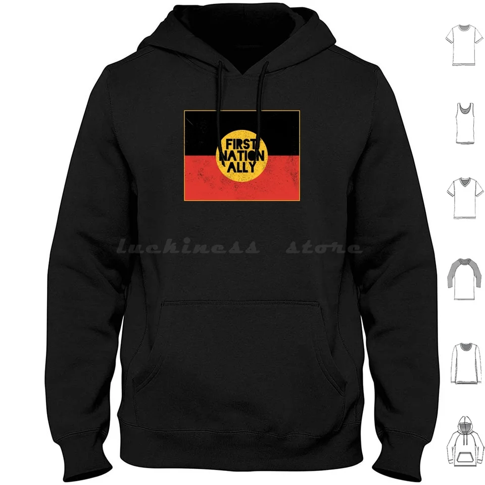 Prvý národ Ally [Black Worn Design] mikiny s dlhým rukávom Black Lives Matter Austrálska austrálska pôvodná kultúra