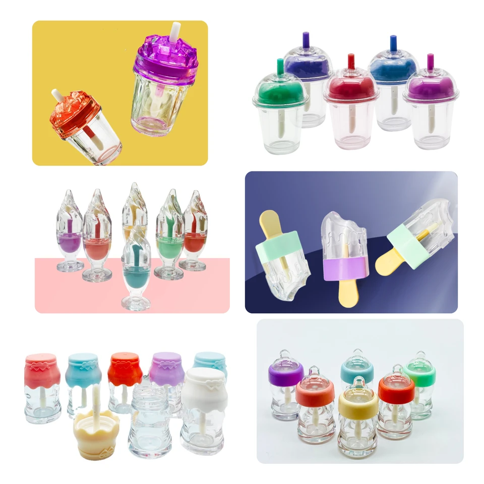 Prázdny 5 ml mliečny hrniec puding fľaša mlieko Tvar šálka pery leskl trubicu zmrzlinu zmrzlinu Krmivo tvaru fľaše glazúra glazú