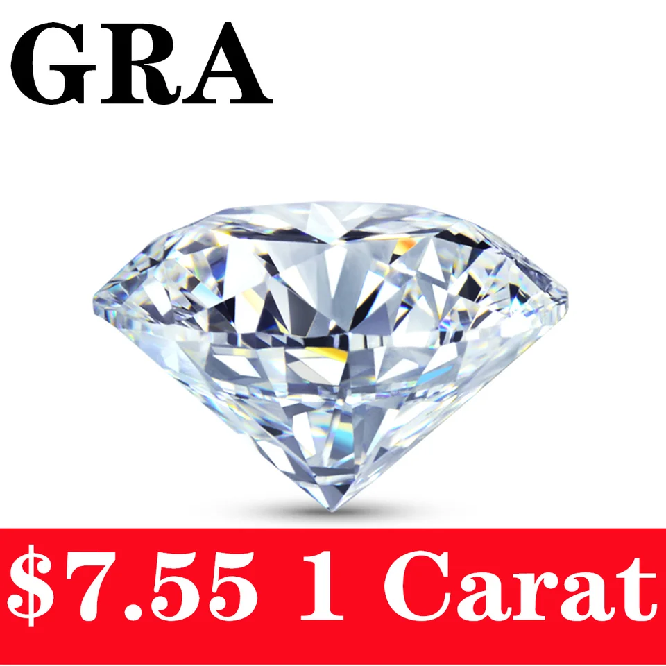 Prémiové kolo 6,5 mm 1ct D Moissanite Loose Gemstones 100% prešiel diamantovým testom GRA certifikát Moissanit Stone Drop Doprava