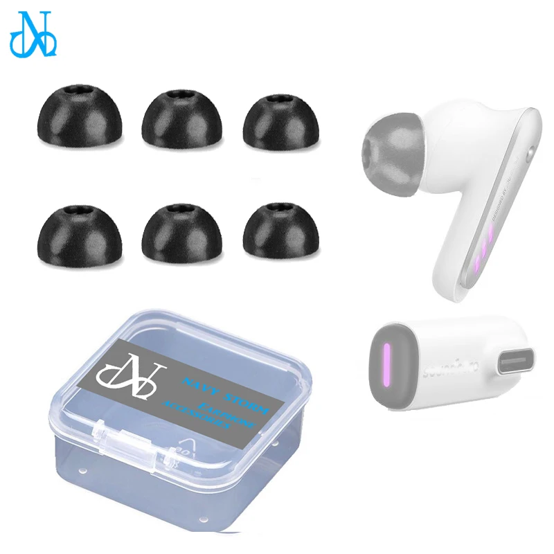 Prémiové uší pre Anker Soundcore VR P10 bezdrôtové pamäťové pamäťové penové tipy na uši gély pre meta quest 2 skutočné bezdrôtové slúchadlá