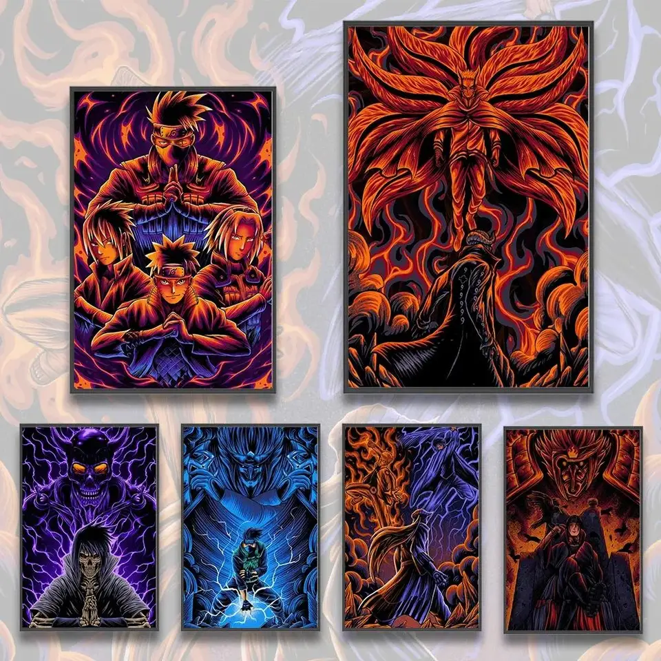 Prémiový sebadhezívny anime plagát Kakashi Sasuke Decor Decor Itachi Art for Kids izby ideálny japonský darček pre milovníkov anime