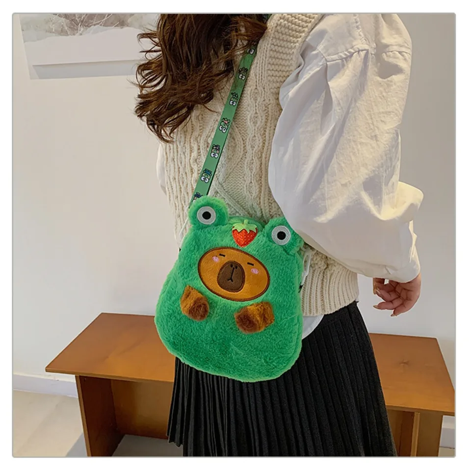 Príležitostná veľká kapacita Capybara Crossbody Bag Mäkká plyšová bábika Cartoon Bag Tack roztomilý prenosná kabelka darček