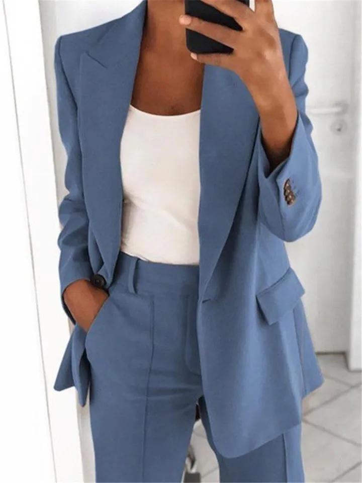 Príležitostné dlhé rukávy Outwear Office Lady Jarná jeseň módna elegantná pevná solídna klapka sakra pre ženy 2023 Top