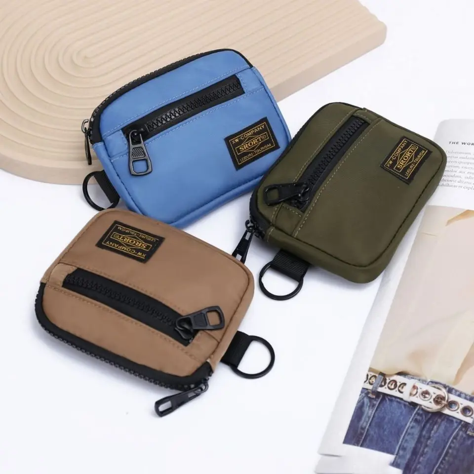 Príležitostné pánske mince kabelky Canvas Zipper krátka peňaženka retro držiteľ kľúča Malé peniaze tašky Trend mládež Mini kabelka