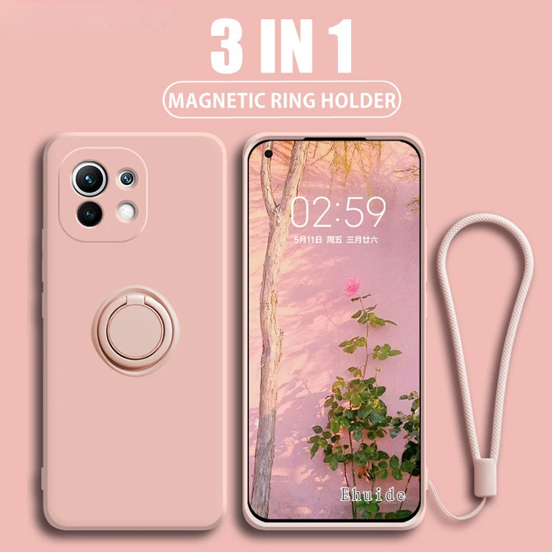 Prípad držiaka kruhu pre Xiaomi Redmi Poznámka 13 12 11 10 Pro 12c 10S 11S 10c A1 Mi 13 10T 11T 12t Lite Lite Lique Silikone Magnetic Cover