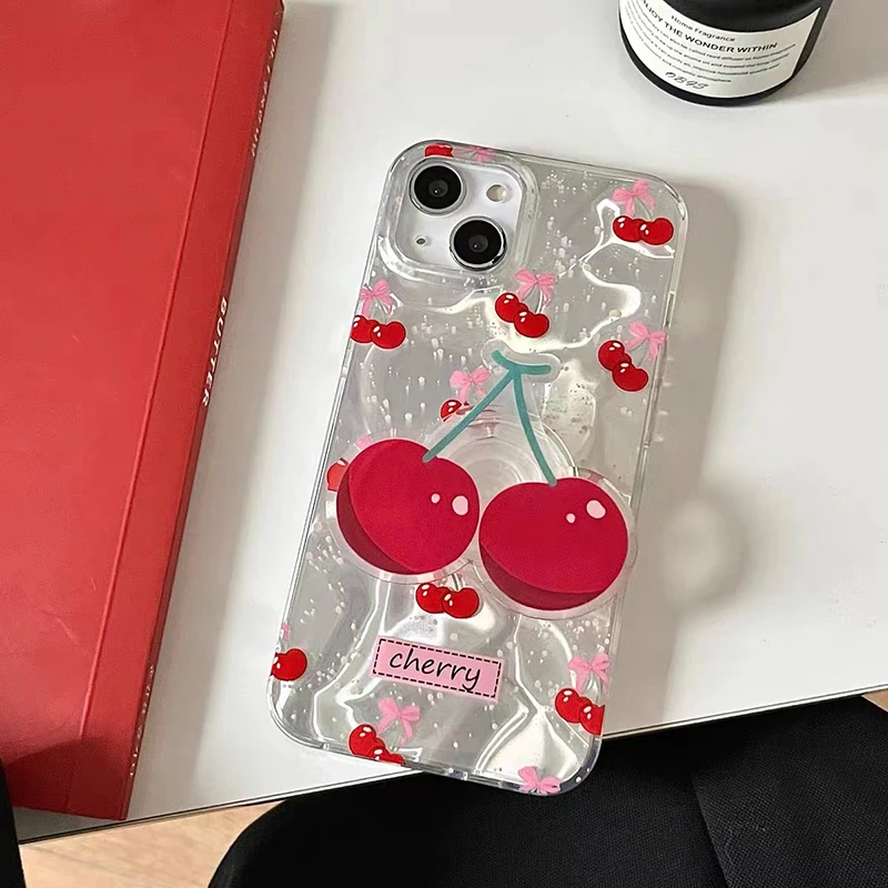 Prípad držiteľa cherry karikatúry pre Redmi Note 13 Pro Plus 12 11 10 9 11S 12s 10s 9s Redmi A3 Pro 14C 13C 12 13 12C 10C TELEFÓN PLAFT