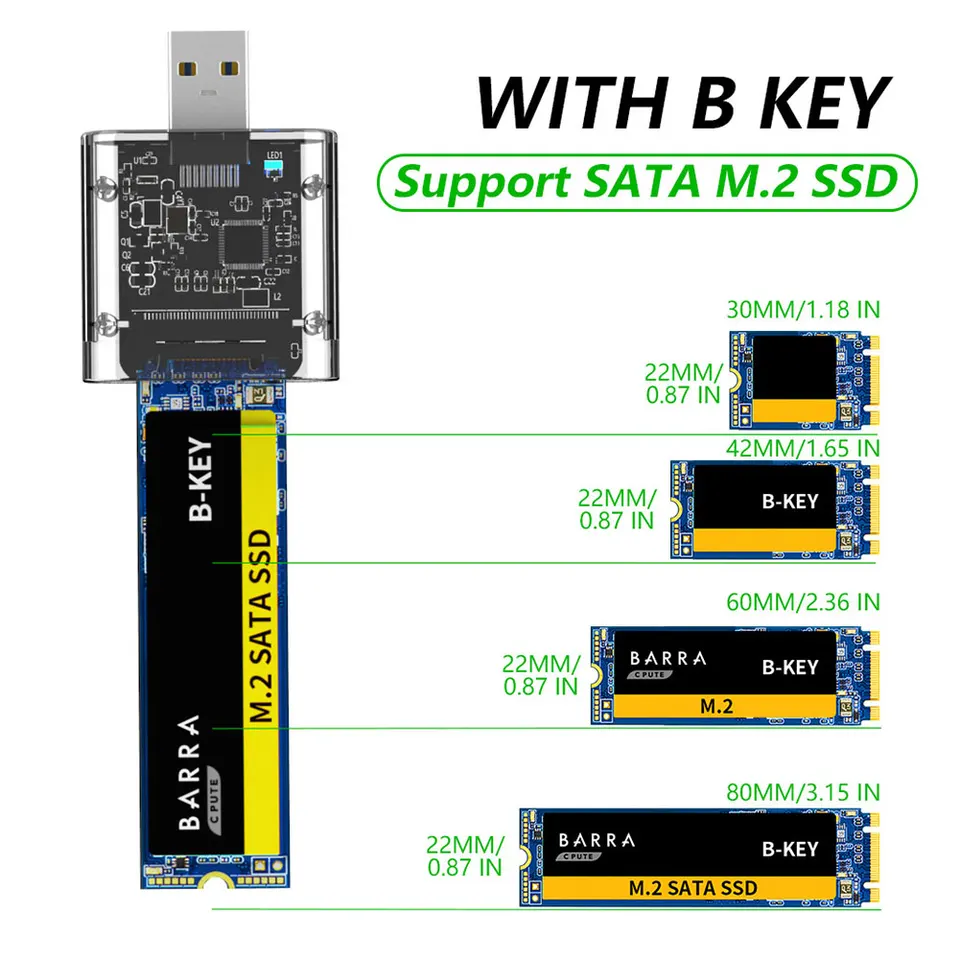 Prípad M2 SSD M.2 až USB 3,0 Gen 1 5 Gbps Vysokorýchlostný kryt SSD pre SATA M.2 NGFF SSD 2242 2260 2280 mm príslušenstvo pre adaptér karty