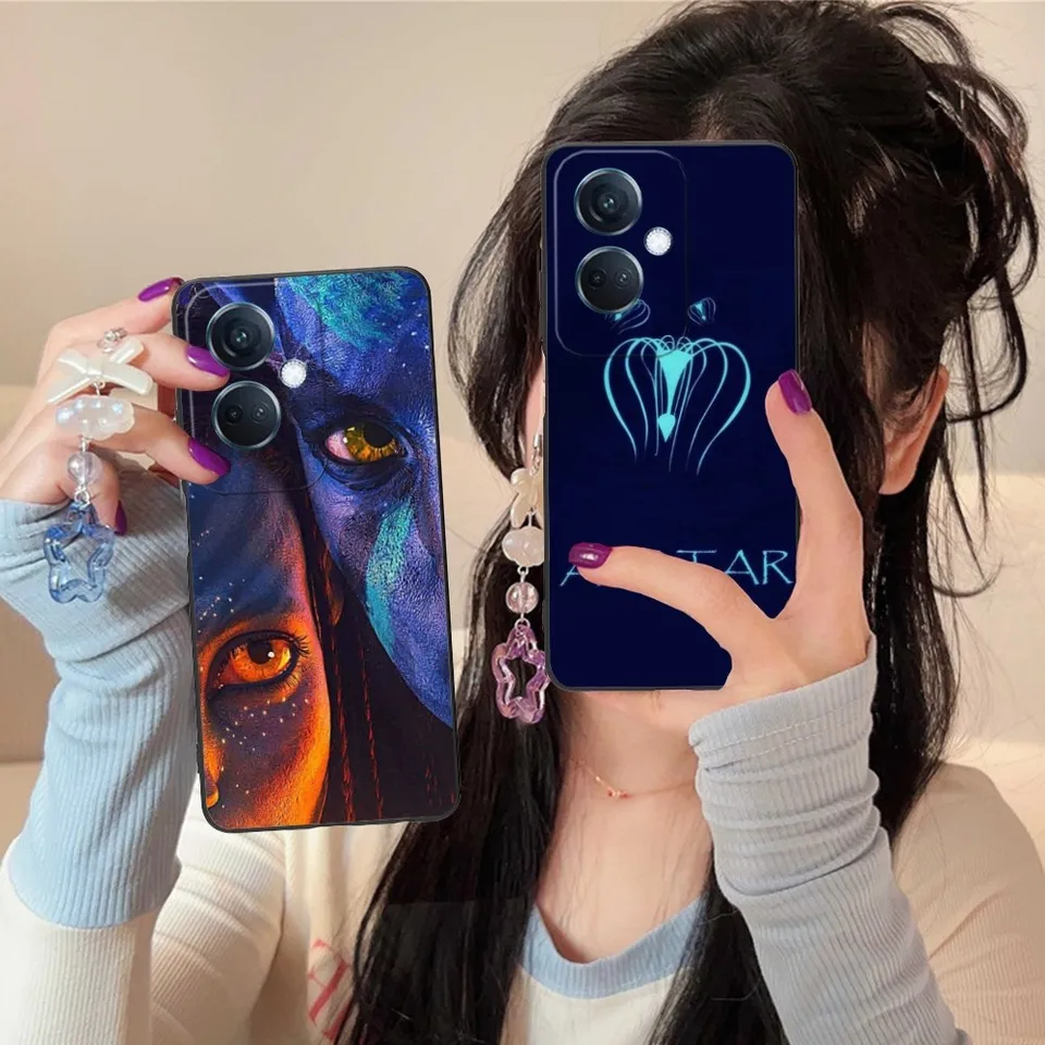 Prípad mobilného mobilného mobilného telefónu Avatar pre OPPO Nájdite X5 X3 X2 A93 Reno 8 7 Pro A74 A72 A53 Black Soft Phone Cover Funda