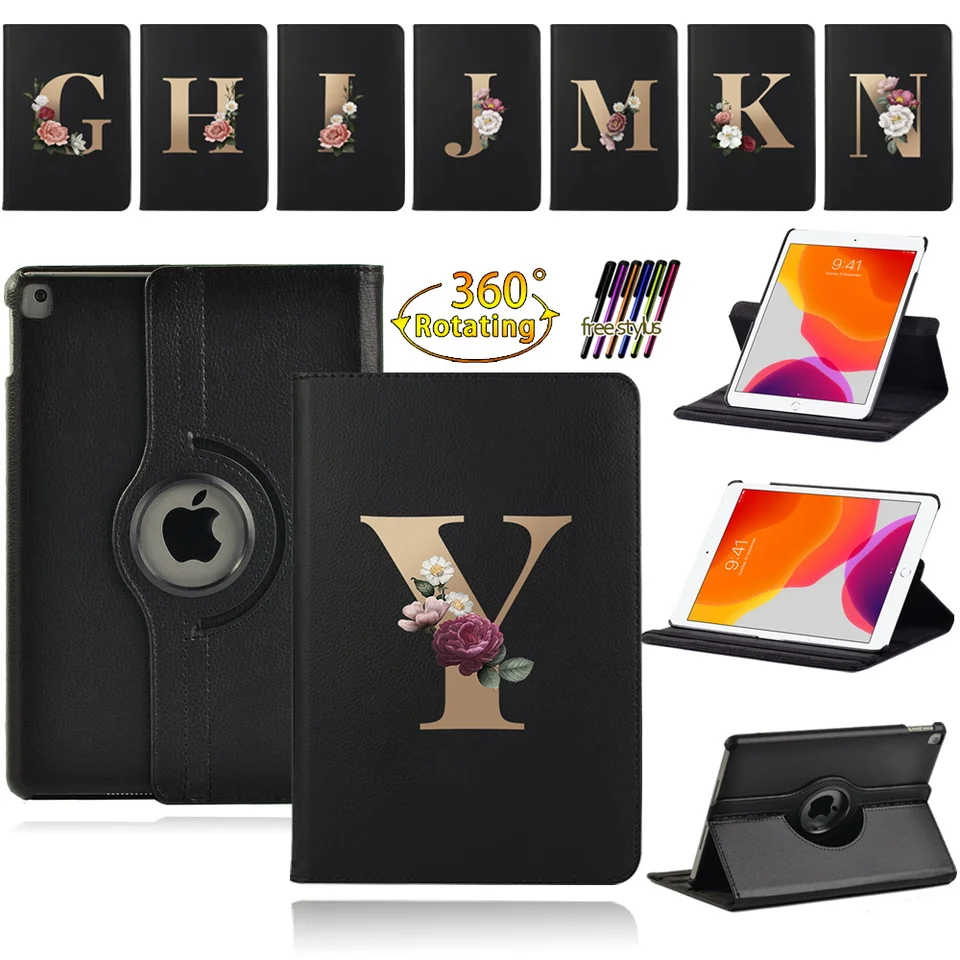 Prípad obalu tabliet pre Apple iPad Mini 5 4 3 2 1/iPad 2/3/4/iPad 5/6/7/8/8th 26 písmen 360
