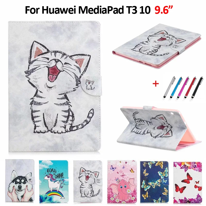 Prípad pre Huawei Mediapad T3 10 AGS-L09 AGS-W09 AGS-L03 9.6 Kryt roztomilý tablet šteniatka pre mačku